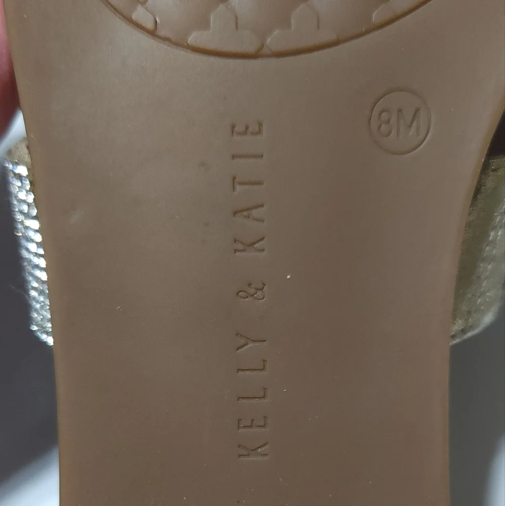 Kelly & Katie Silver Tan Sandals with Glitter Straps - Picture 2 of 3
